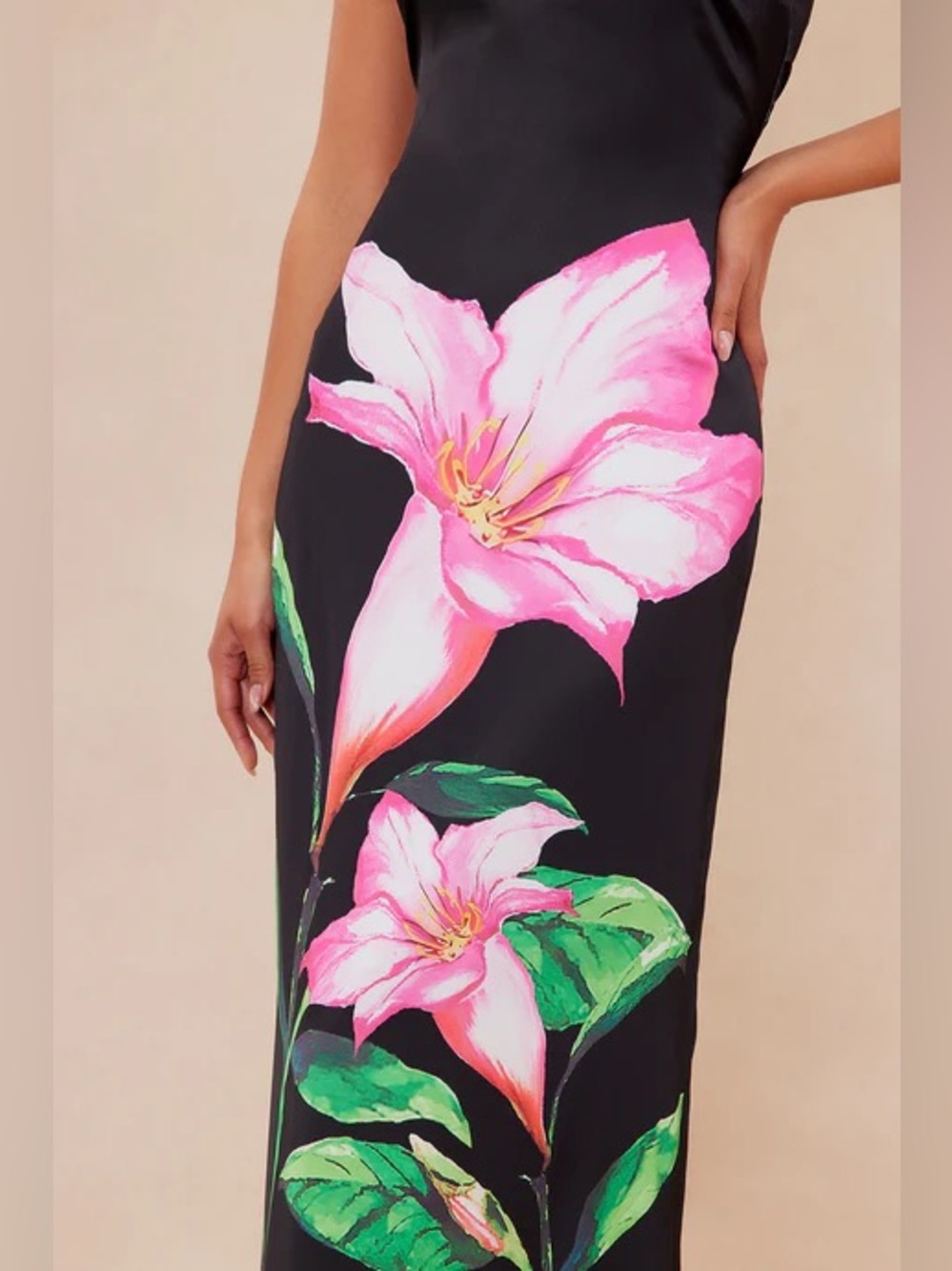 Fashion Nova Luxe Women’s Small Strapless Black Maxi Vacation Dress Pink Floral - Picture 3 of 7